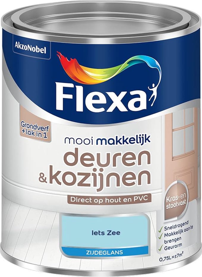 Flexa - Mooi Makkelijk Deuren & Kozijnen Zijdeglans - Iets Zee - Mengverf - 750 Ml