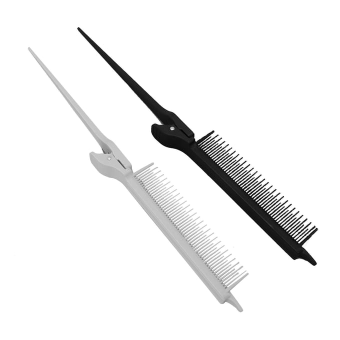 2pcs Peigne à Clips Mèches Multipurpose Section de Teinture Capillaire Peigne à Queue de Rat Brosse Outils de Coiffage pour gray