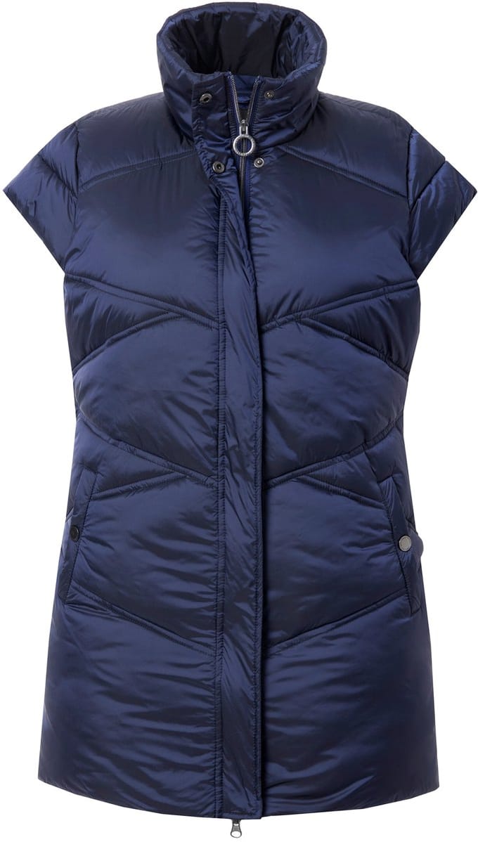 Ulla Popken - Dames - Bodywarmer waterafstotend opstaande kraag 2-wegrits - Navy - Maat 42+