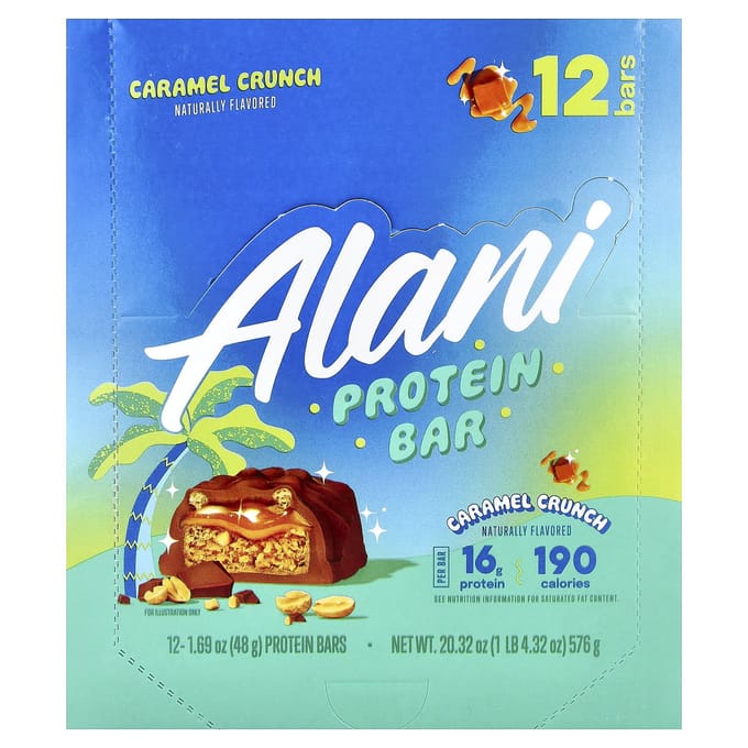 Alani Nu Eiwitreep, Caramel Crunch, 12 Repen, 48g (1,69 oz) Elk