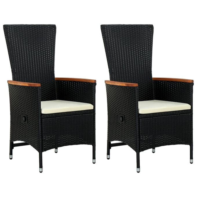 vidaXL - Tuinstoelen - 2 - st - met - kussens - poly - rattan - zwart