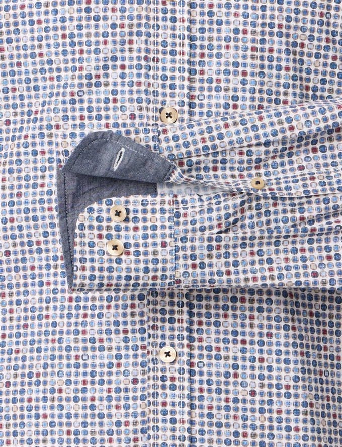 modieus blauw geprint Casa Moda casual fit overhemd