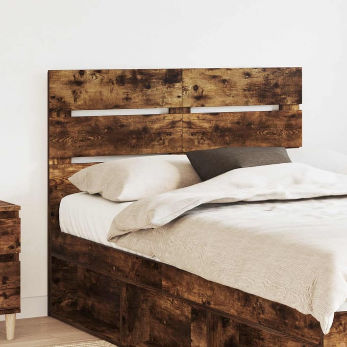 vidaXL - Hoofdbord - Rook - Eiken - Bewerkt - hout
