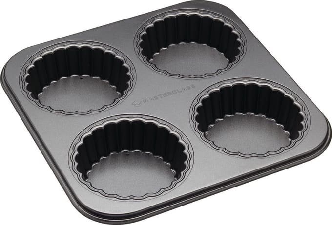 MasterClass 4 geribbelde mini-taartvormpjes met anti-aanbaklaag (26 cm)