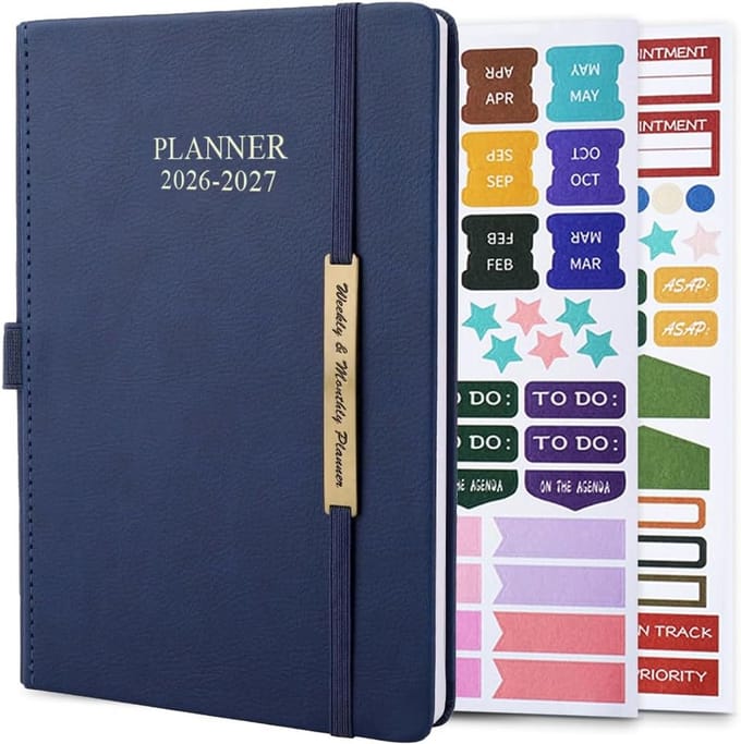 Maandplanner 2024-2025 - Agenda Planner - Doelen Bereiken - 18 Maanden Inclusief - A5 Formaat - Blauw