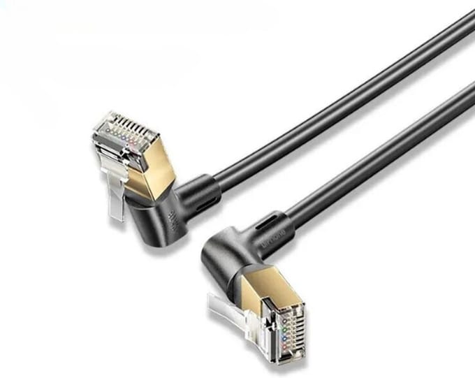 DrPhone CAT8 Ethernet Kabel - 40Gbps - 2000Mhz - 360° Roteerbaar- 90° Ontwerp – RJ45 Internet kabel - 0.5M
