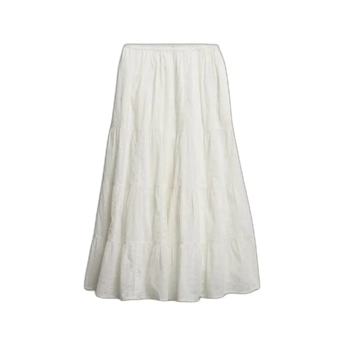 Superdry Tiered Maxi Lange Rok Wit S Vrouw