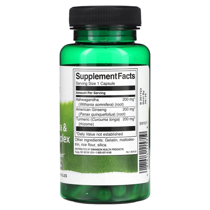 Complexe Curcuma, Ashwagandha et Ginseng, 60 Gélules