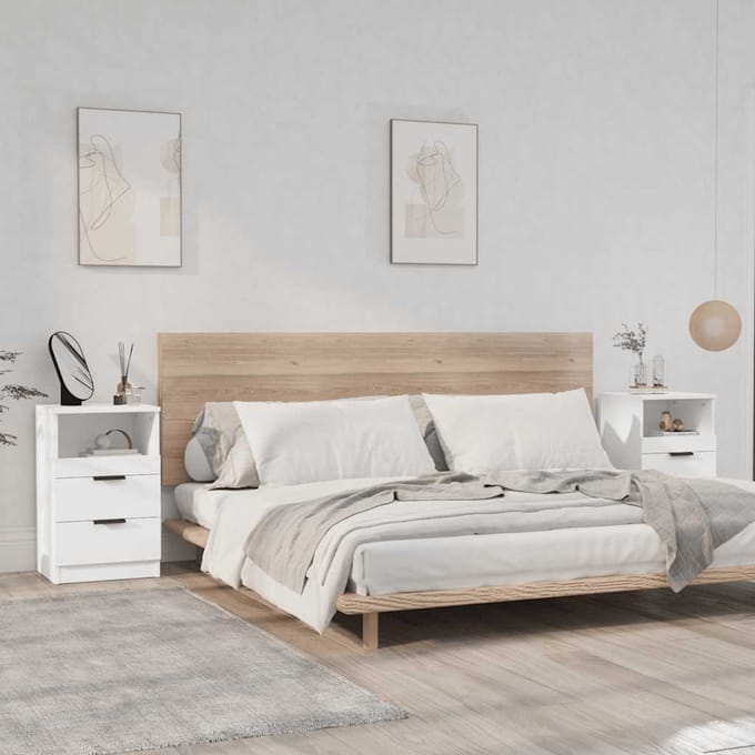 vidaXL - Nachtkastjes - 2 - st - Wit - Medium - Engineered - wood