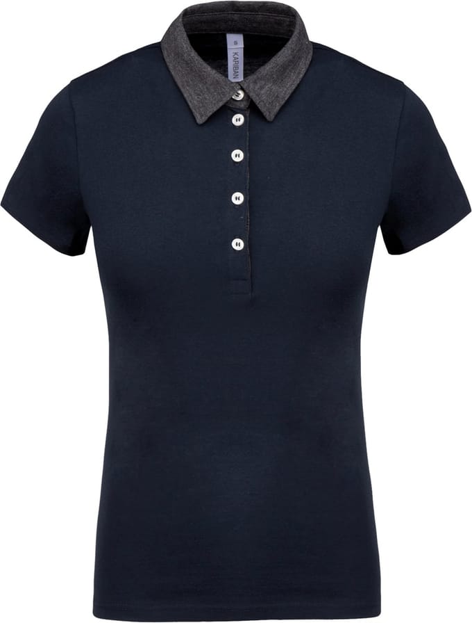 Kariban Tweekleurige damespolo jersey K261 - Navy / Dark Grey Heather - XS
