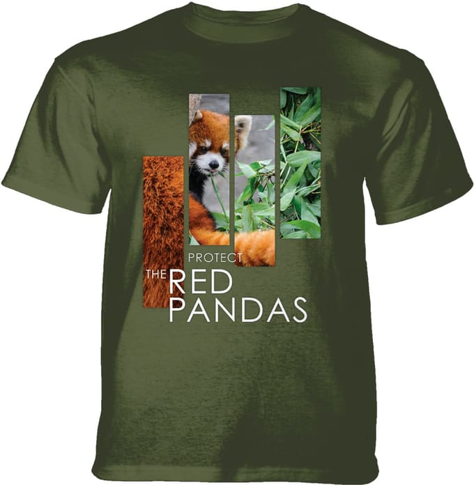 T-shirt Protect Red Panda Split Portrait Green S