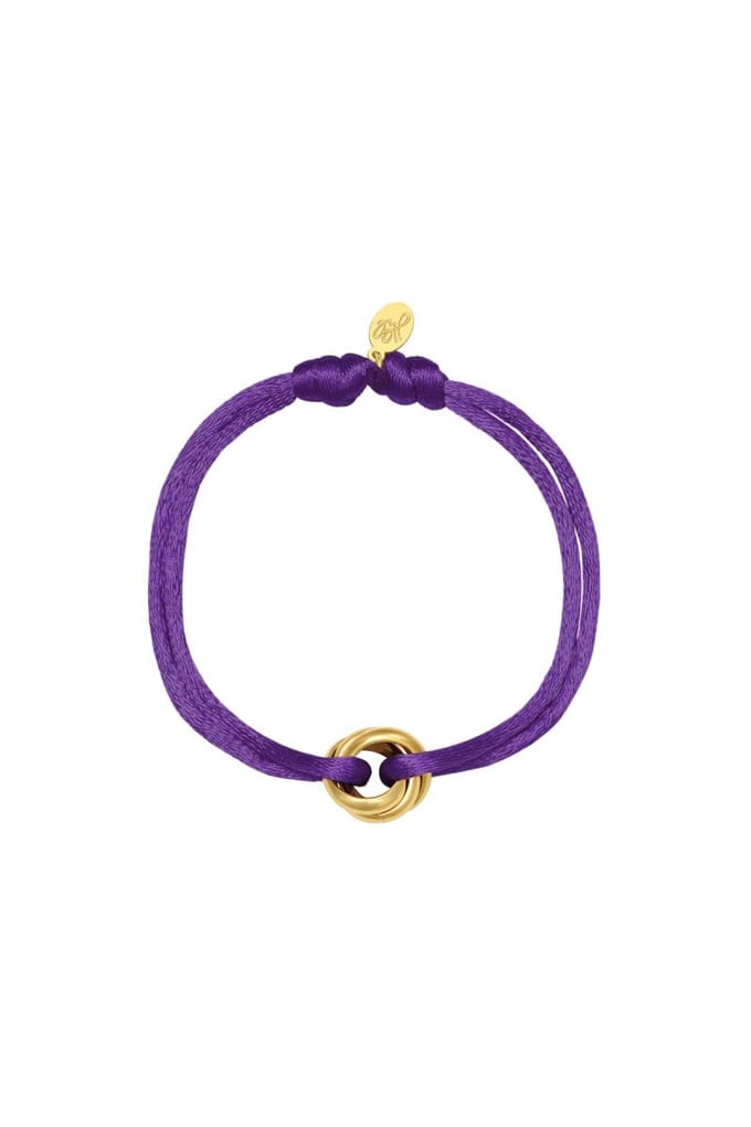 Satijnen armband Knot - Verstelbaar - One Size - Donkerpaars - Trendy