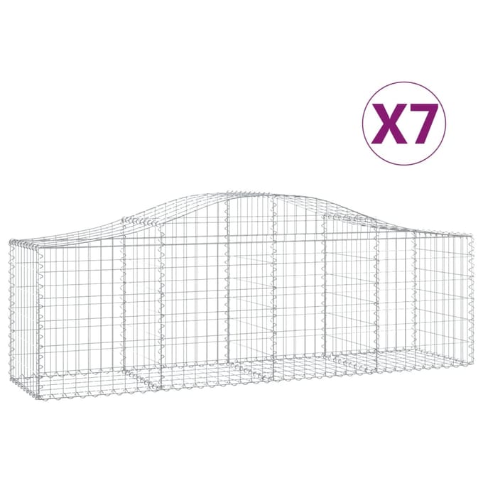 vidaXL - Schanskorven - 7 - st - gewelfd - 200x50x60/80 - cm - gegalvaniseerd - ijzer