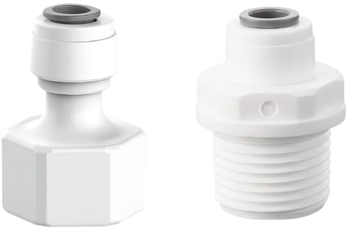 Wateraansluitadapter, 2 stuks, rechte aansluiting voor 1/4 inch waterslang op 1/2 inch buitendraad, snelkoppelingen