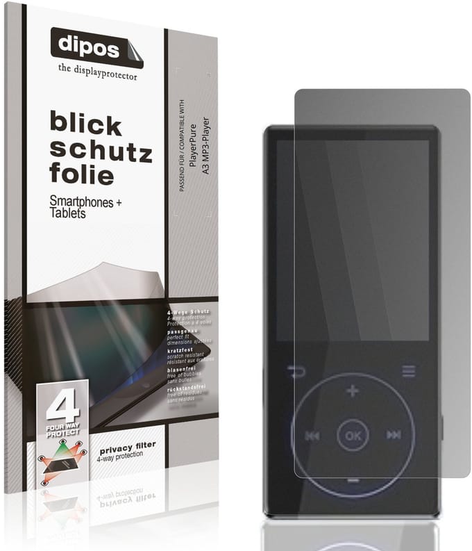 dipos – Matte Privacy Screenprotector geschikt voor PlayerPure A3 MP3-Player | Anti-Spy Beschermfolie