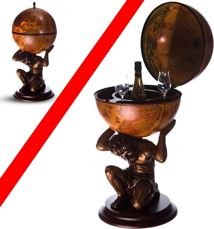 ApexArte® Globebar - Wereldbol bar - Whiskey Set - Bijzettafel - Authentiek