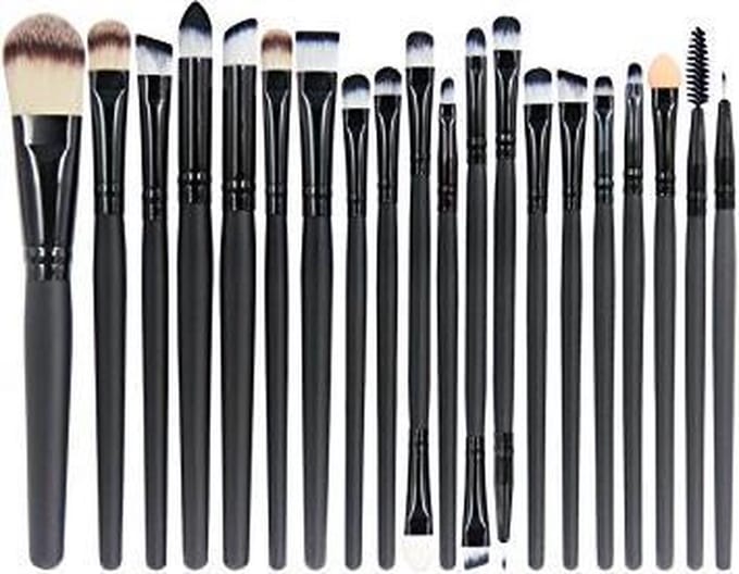 20 stuks Professionele Make-Up Kwasten Set - Zwart