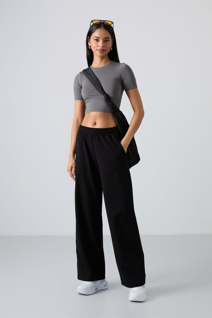 Brede-Pijpen Sweatpants met Trekkoord