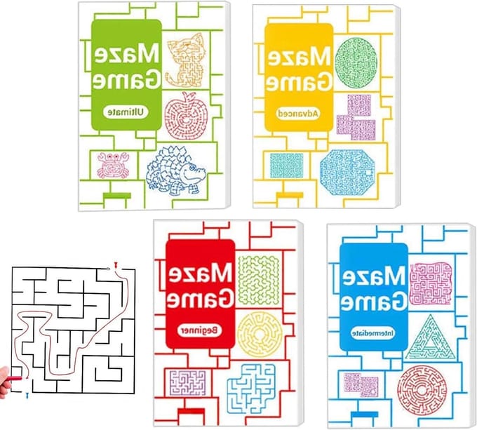 Labyrint Boekenset - Speelboek Doolhof - Cognitieve Ontwikkeling - Scheurbestendig Materiaal - 4 stuks - Niet gespecificeerd