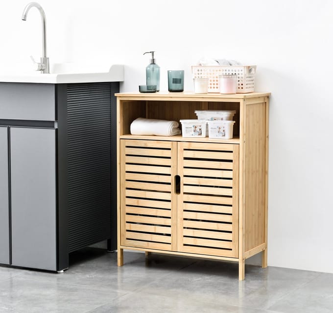 Badkamerkast Eslöv bamboe 81x65,5x31 cm houtkleurig