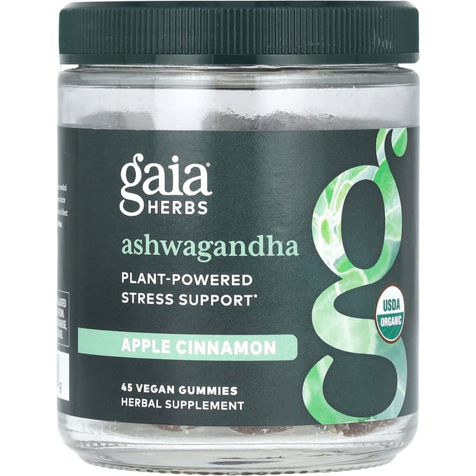 Gaia Herbs, Ashwagandha, Pomme Cannelle, 45 Gommes Végans