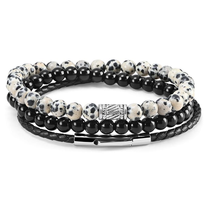 Raipur Wit & Zwart Stenen Armbandset