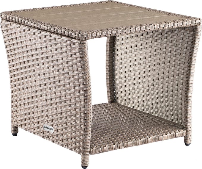 Casaria Bijzettafel - WPC Tafelblad Polyrotan 45x45x40cm – Beige