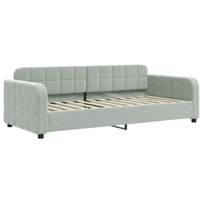 vidaXL - Slaapbank - met - matras - 90x200 - cm - fluweel - lichtgrijs