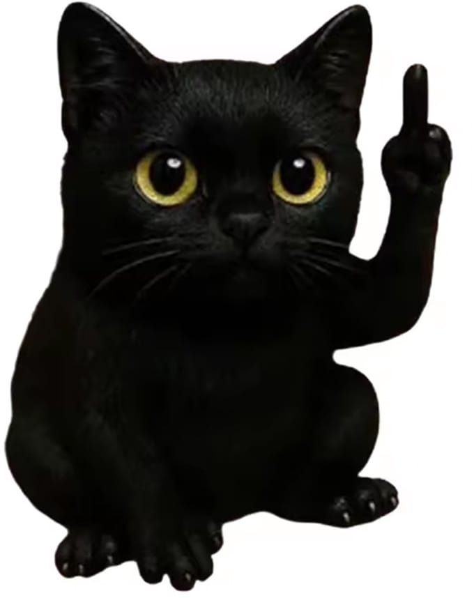 Kat Middelvinger Beeld - Cadeau - Grappig - Beeldje - Dier - Poes - Kado