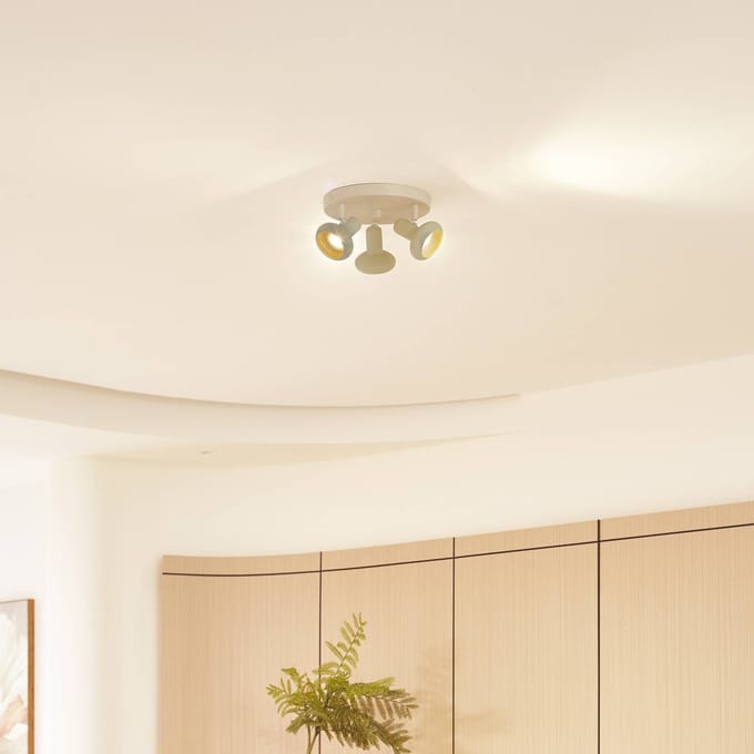 Lindby - buitenspot - 3lichts - IJzer - H: 15 cm - GU10 - beige, lichtgroen