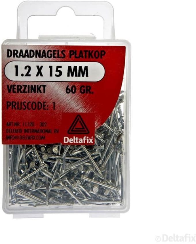 Deltafix spijkers 1,0 x 15 mm - verzinkt - platte kop - 60 gram