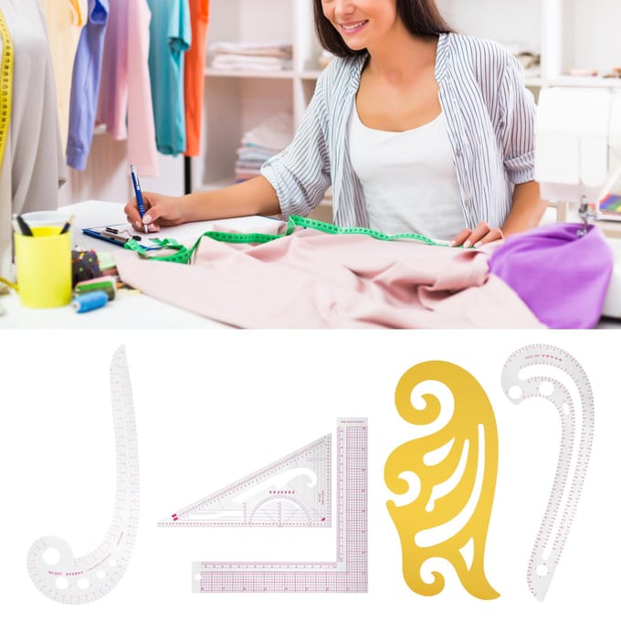 5 Stuks Gebogen Liniaal Multifunctioneel Plastic Variabele Vorm Naaien Grading Proefdruk Kleding Gereedschap white