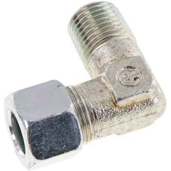 R 1/4'' Buitendraad x 10LL Verzinkt Stalen L-Fitting 90graden 100 Bar DIN 2353
