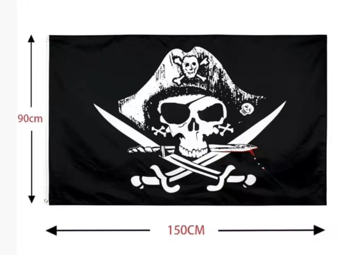 Finnacle - Jolly Roger - Piraten Vlag - 90x150 cm - Skull Bones