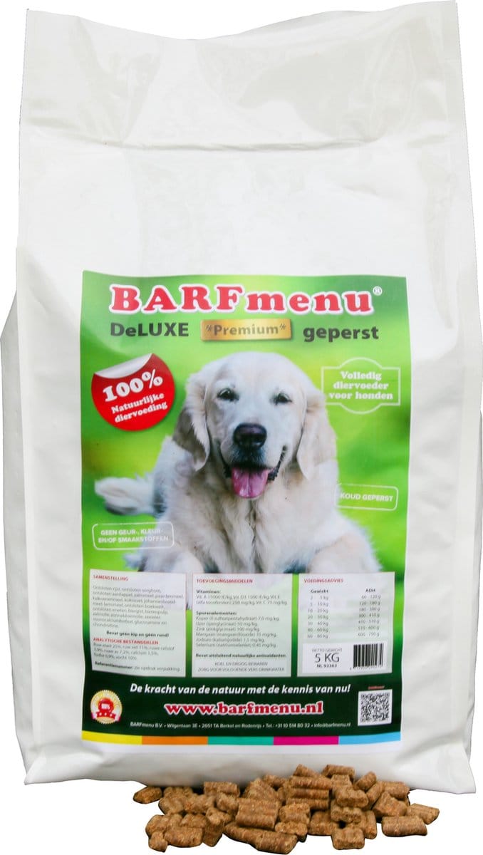 BARFmenu Hondenvoer Droog Deluxe Premium Geperst 5 kg