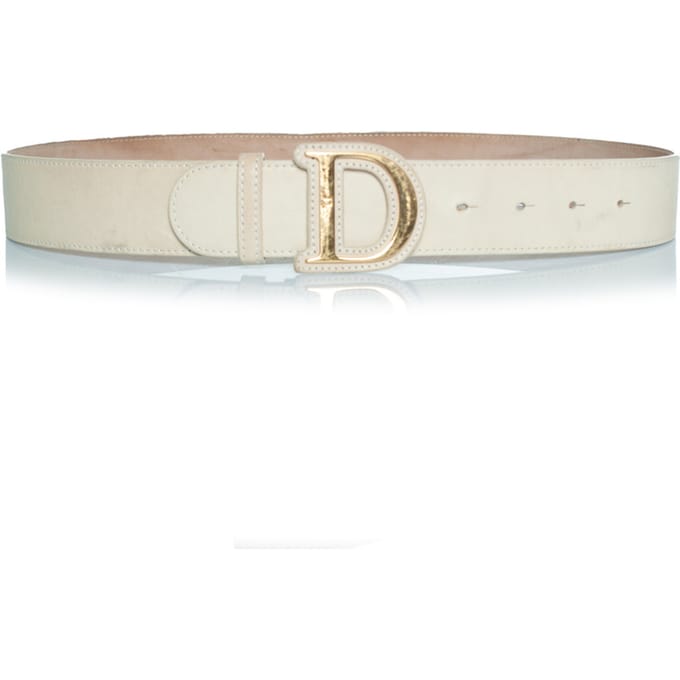 Dior, gouden gesp D-riem met beige leer