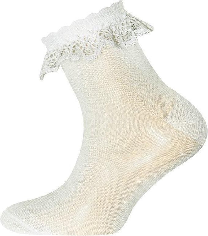 Sok ivoor met broderie randje-16/17