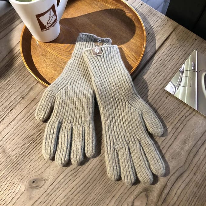 Without Lemon - Dames Winter Handschoenen - Knitted - Acrylic - Warm - Comfort - One Size - Khaki