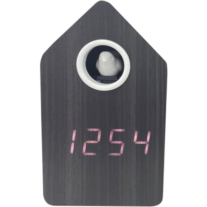 Karlsson - Wekker Cuckoo LED - Zwart hout