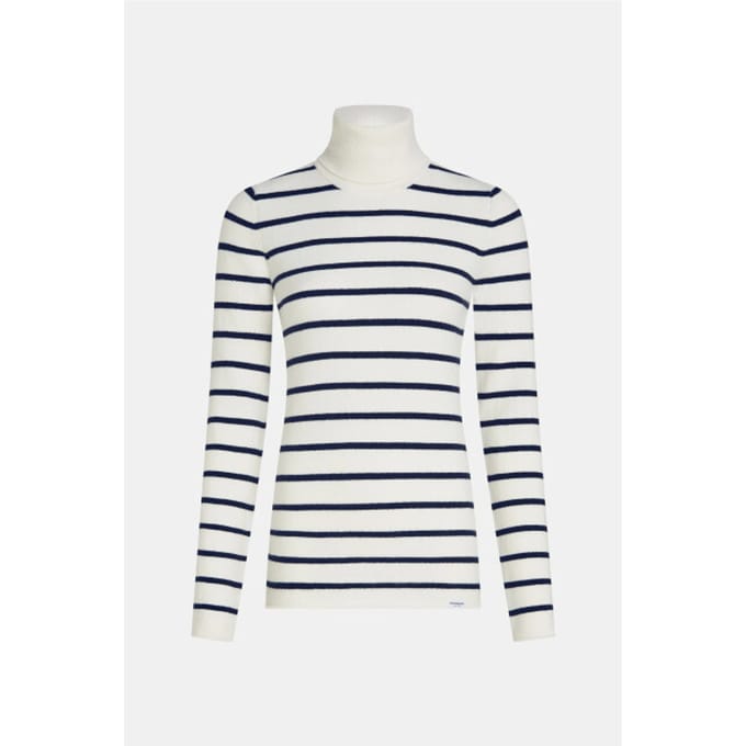Penn & Ink W26b435 5-655 penn en ink jumper stripe ecru tabac