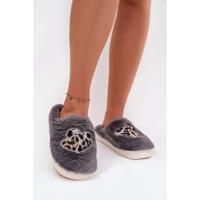 Heart Cozy Slippers - Donkergrijs / 36/37