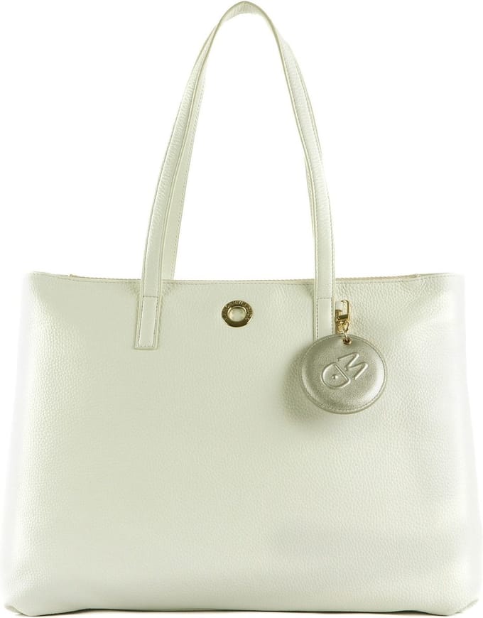 MANDARINA DUCK Leren Schoudertas Mellow Leather Shopper Optical White Wit