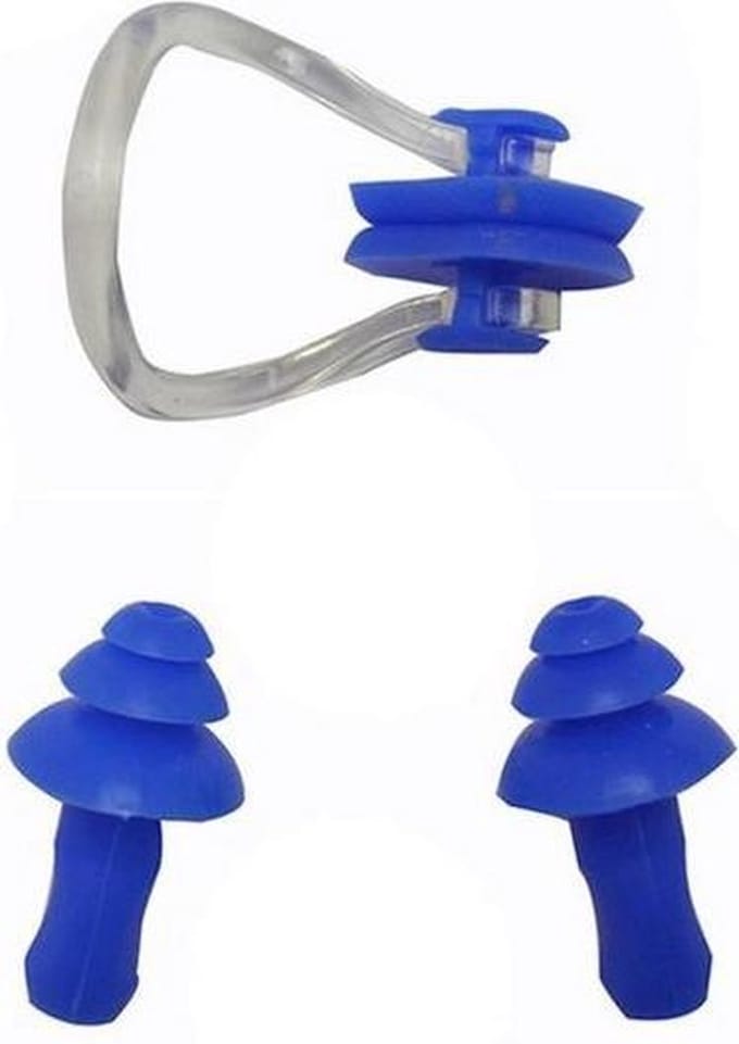 Zwemoordoppen met neusklem Blauw One Size
