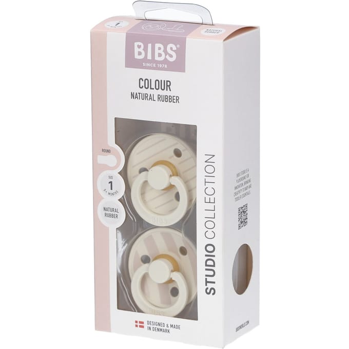 BIBS STUDIO Colour 2 Pack Pin - Ivory Vanilla Mix | +0 maanden 1 Fopspeenketting