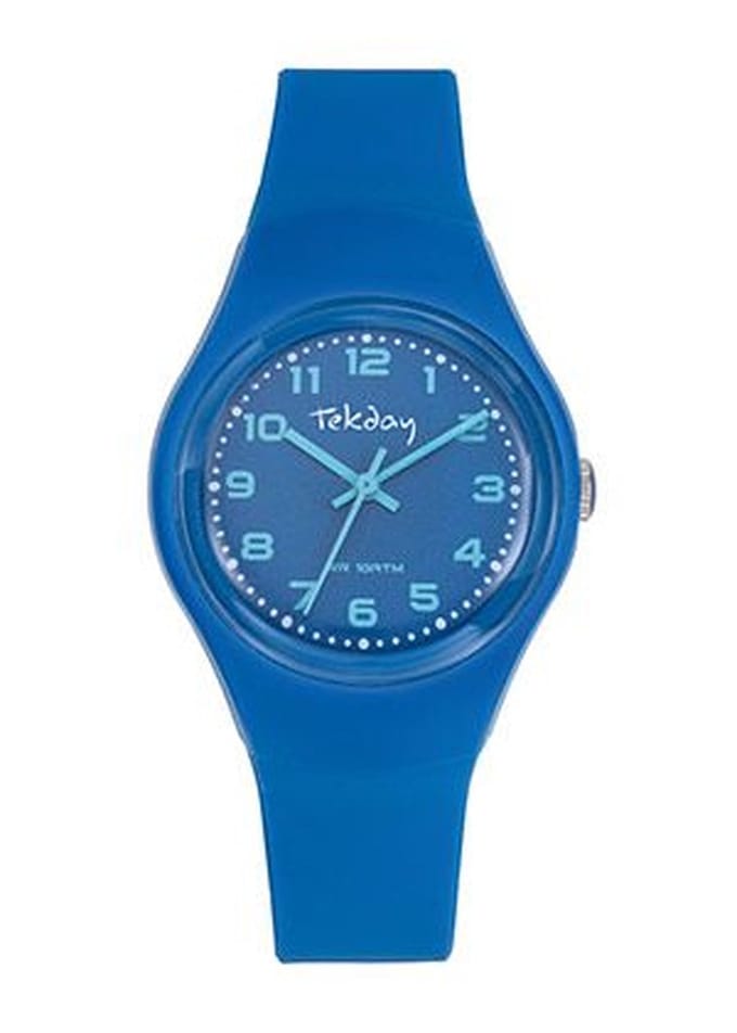 Tekday-Analoog-Kinderhorloge-Silicone band-Blauw-Waterdicht