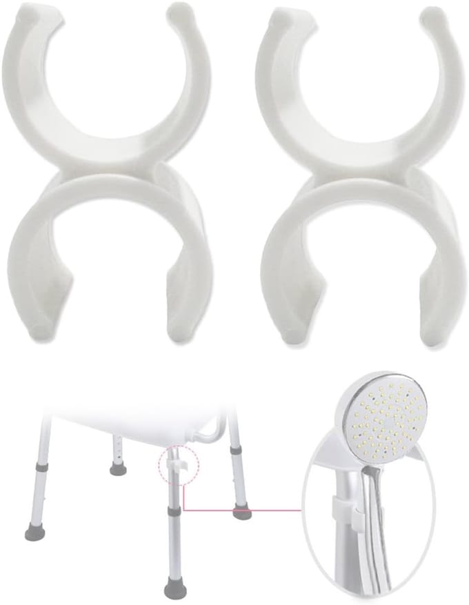 Douchehouder Bevestiging - Badstoel Accessoire - Handdouche Binnen Bereik - Verstelbare Diameter - 2 Stuks - Wit
