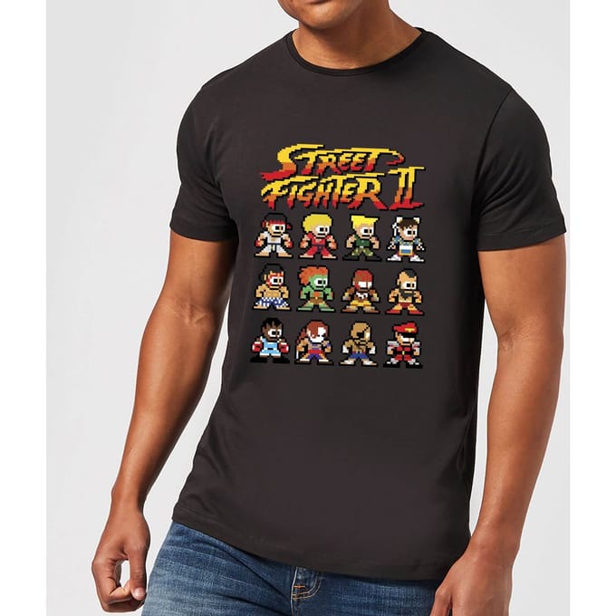 Street Fighter 2 Pixel Characters Men's T-Shirt - Black - S
