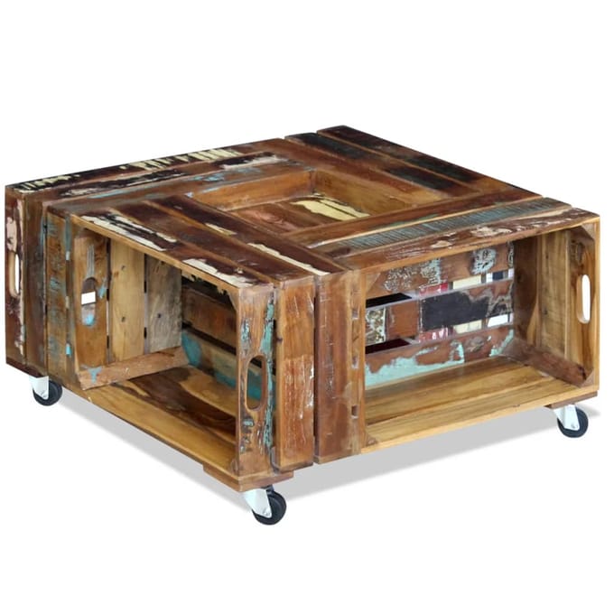 vidaXL - Salontafel - 70x70x35 - cm - massief - gerecycled - hout