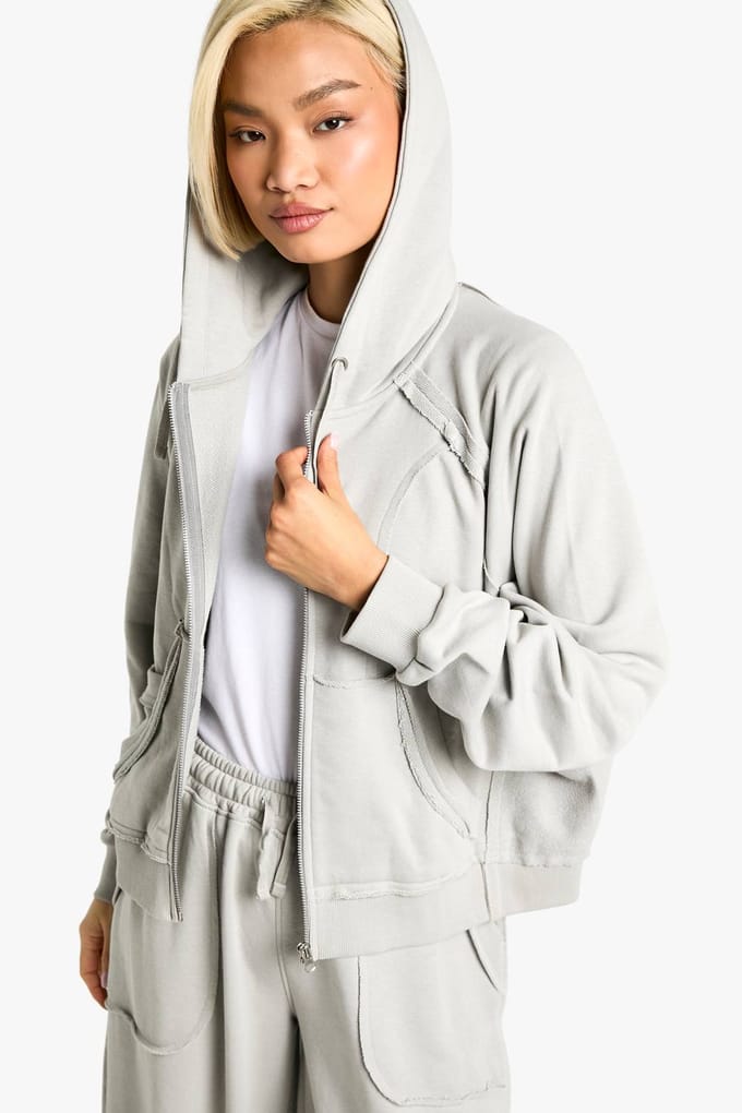 boohoo Dames Gedekonstrueerde Oversized Hoodie | Ice Grey | Maat: XS