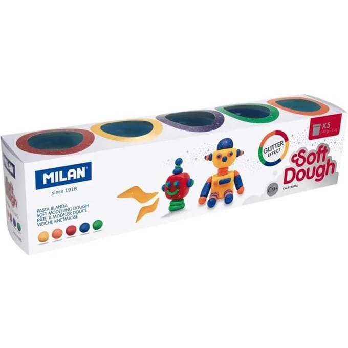 Set van 5 boetseerklei potjes Milan Glitter